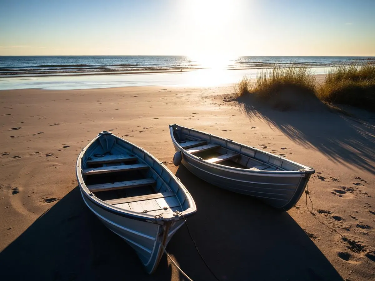 Kleinboote der Vereinsmitglieder am Strand am Eitz